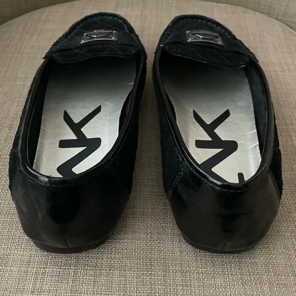 Anne Klein Sport Quilted Black Suede Flats